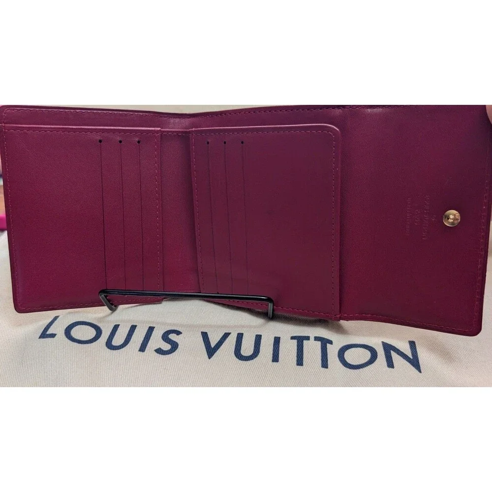 Louis Vuitton Authentic Monogram VERNIS Pomme D'amour Trifold Purse Wallet Auth